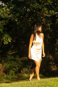 The Adelaine · Woven Satin Halter Mini