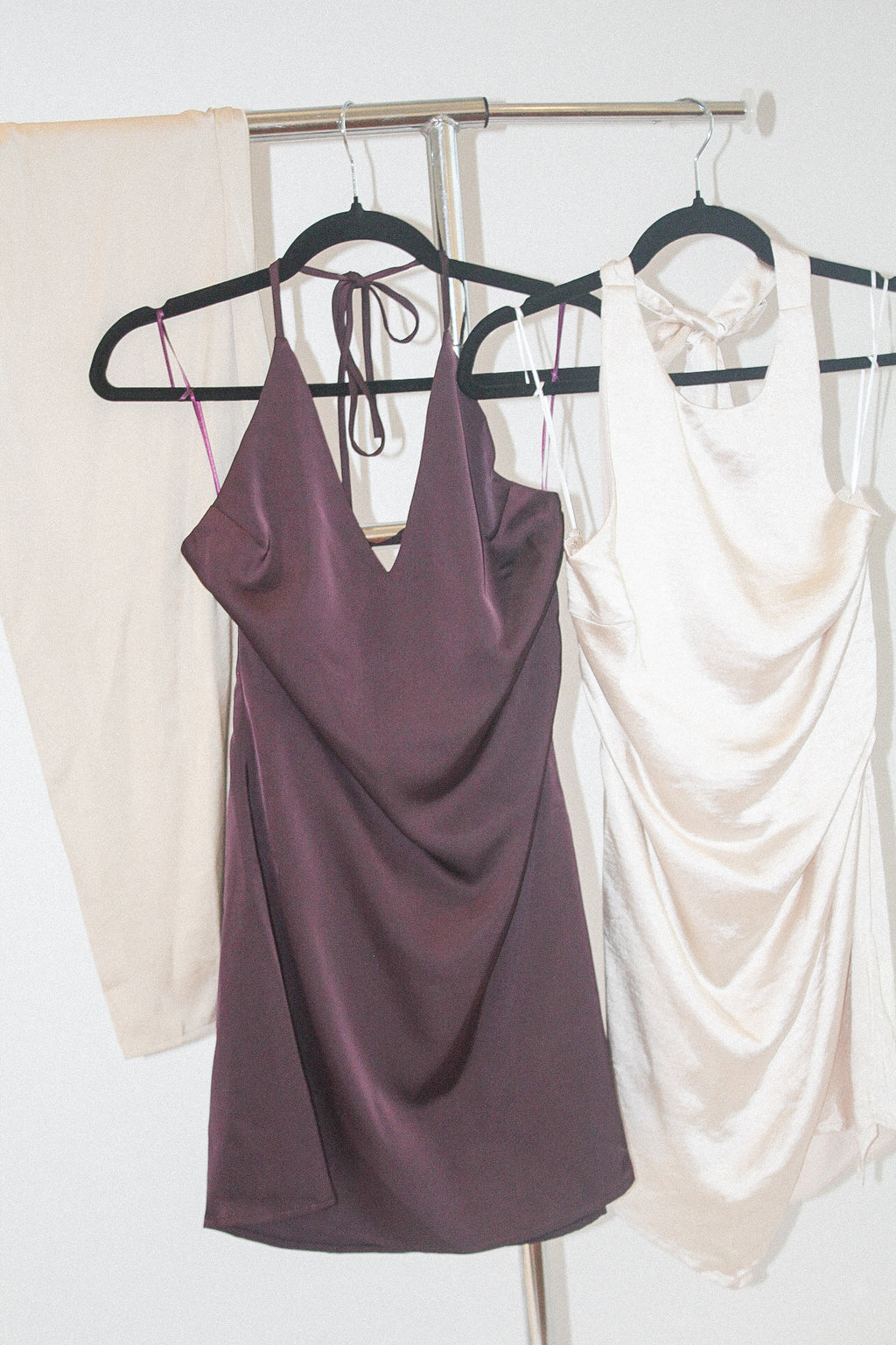 Purple Reign — Satin Lace-Back Mini on the hanger