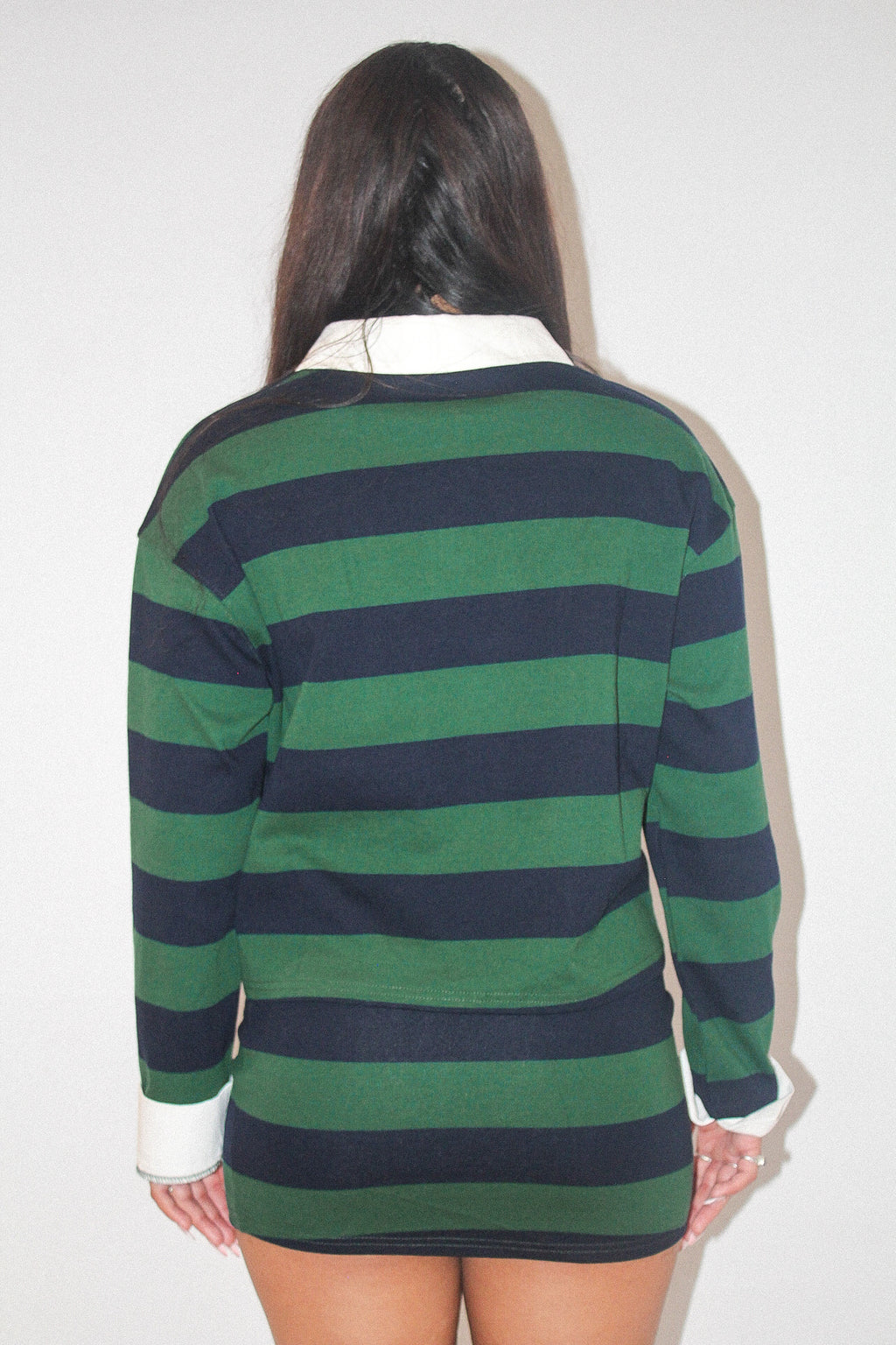 Striped Collar Polo Set — back