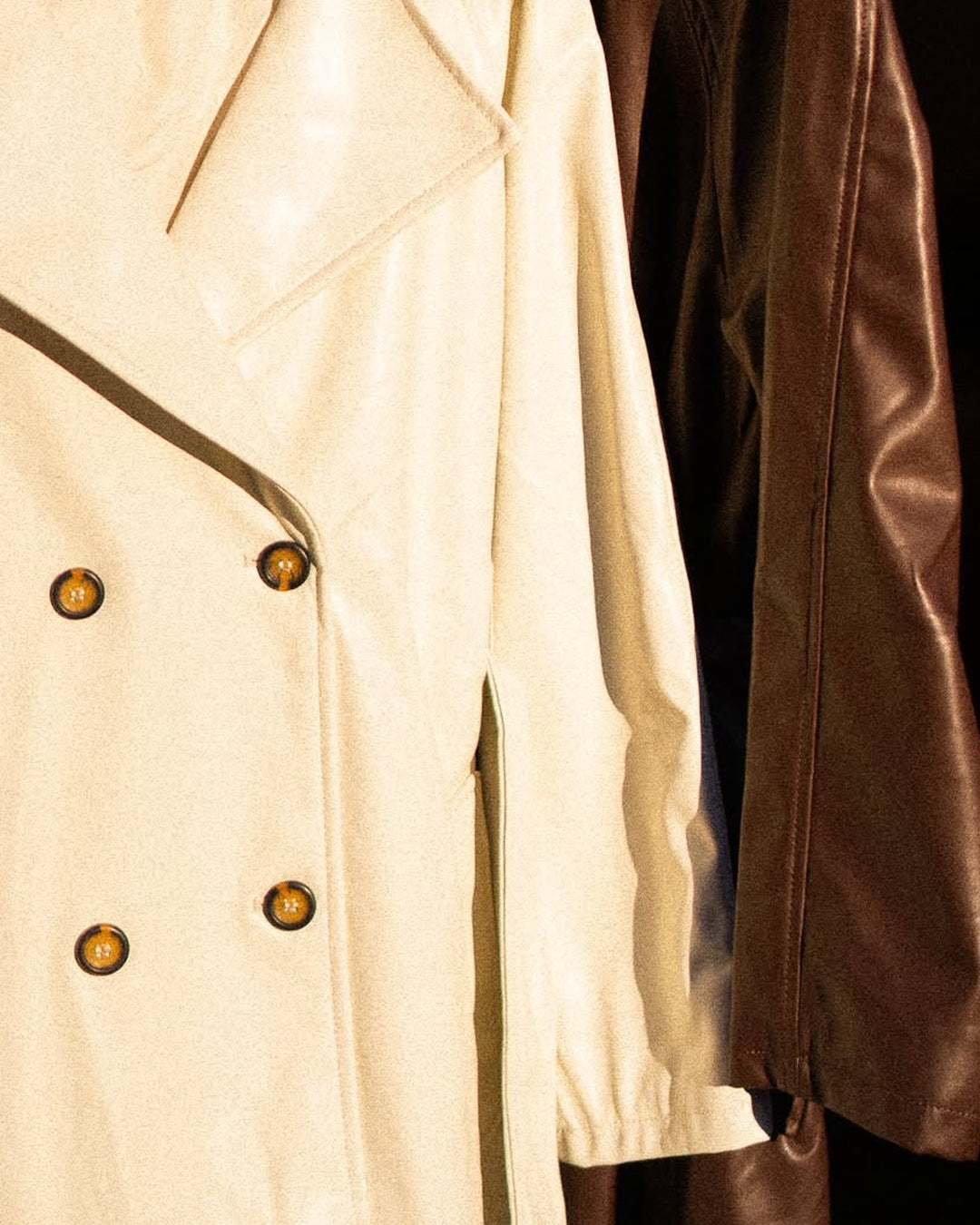 Belted Faux Leather Trench