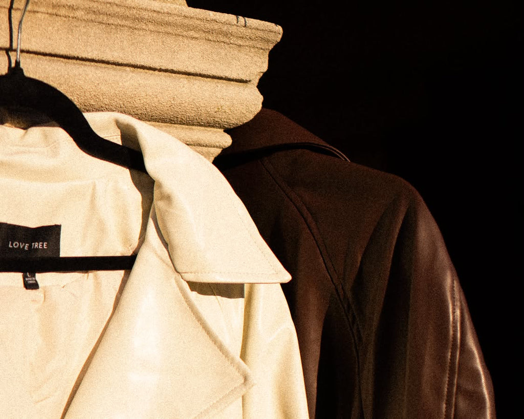 Belted Faux Leather Trench
