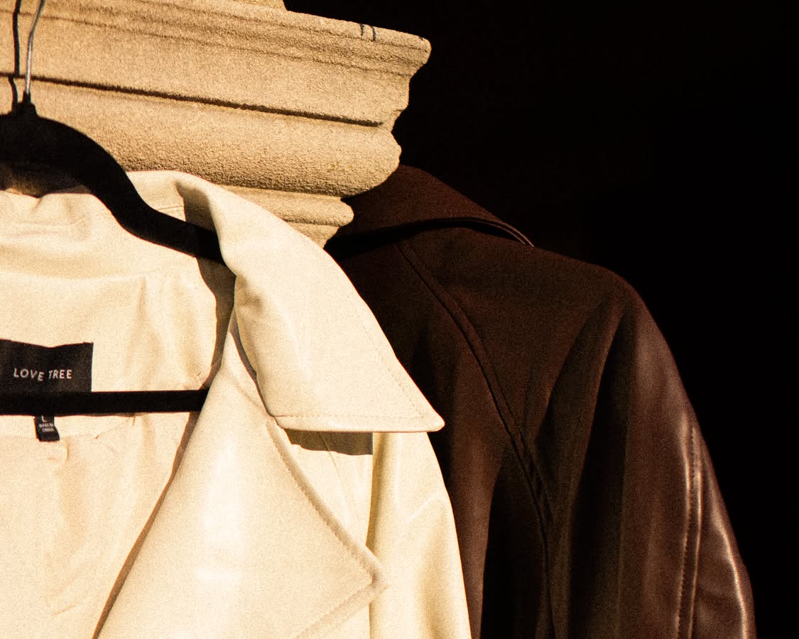 Belted Faux Leather Trench