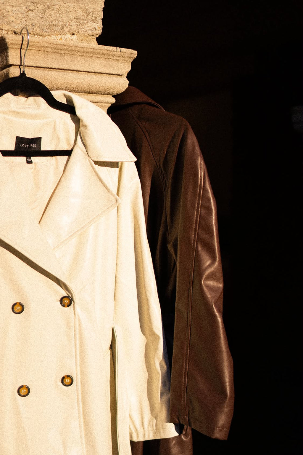 Belted Faux Leather Trench