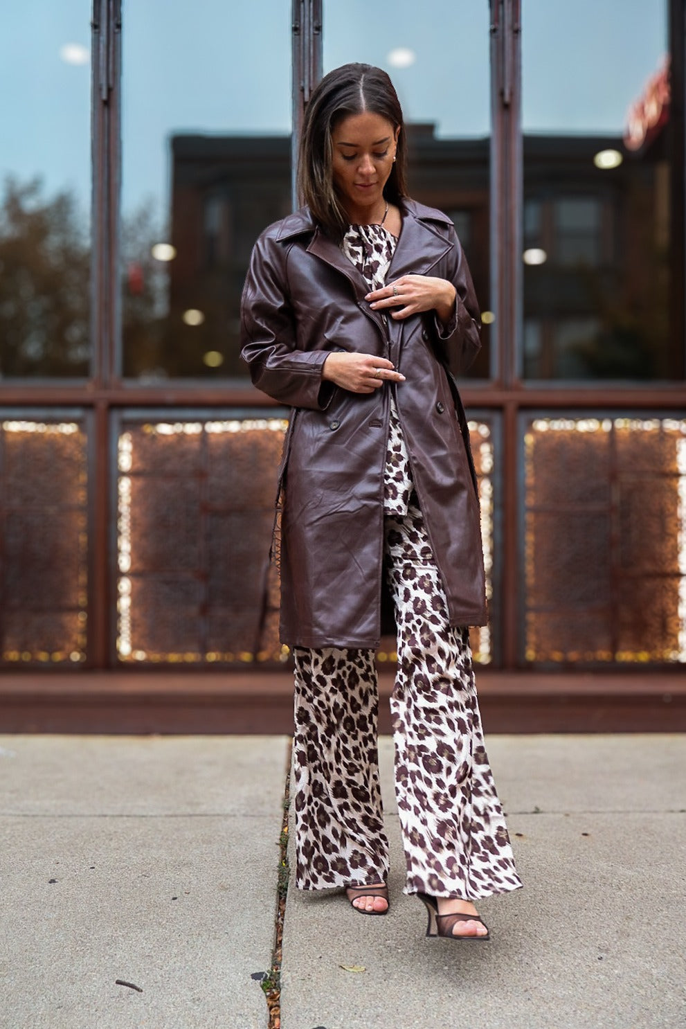 Espresso trench over the Animal Drape set, Over-the-Rhine