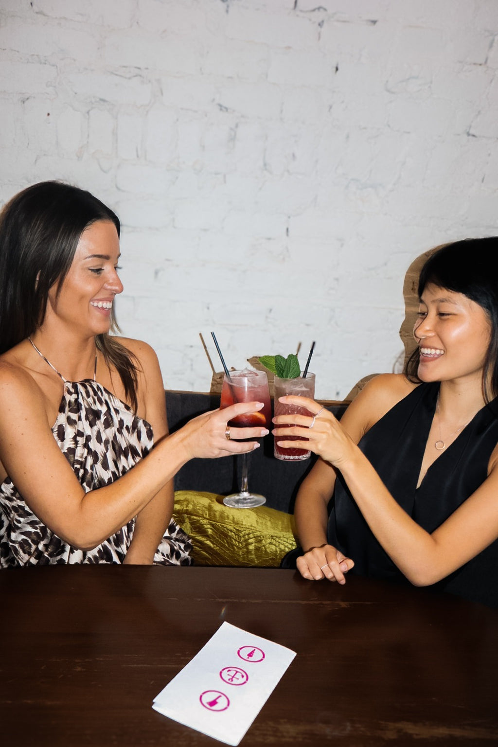 Cocktails in the Animal Drape set and the fringe halter